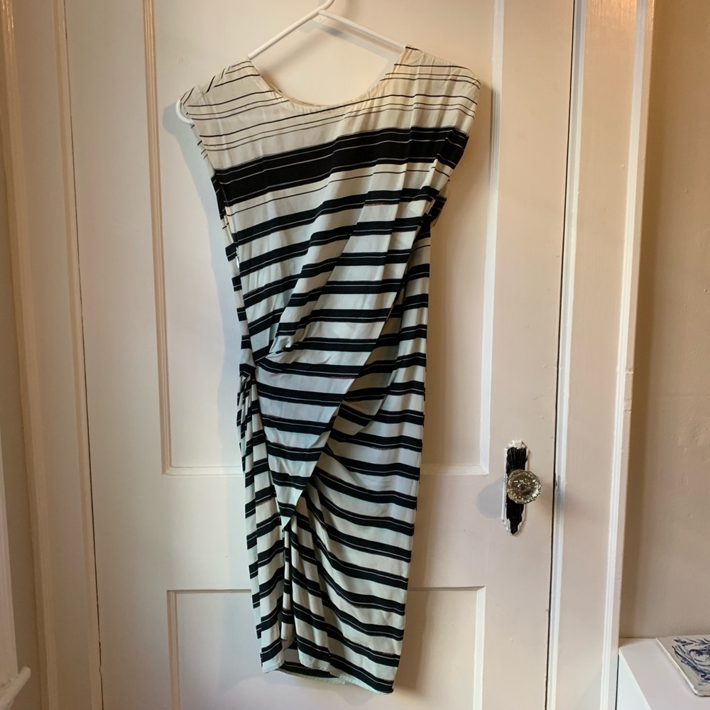 Allsaints silk black and white striped dress size 2